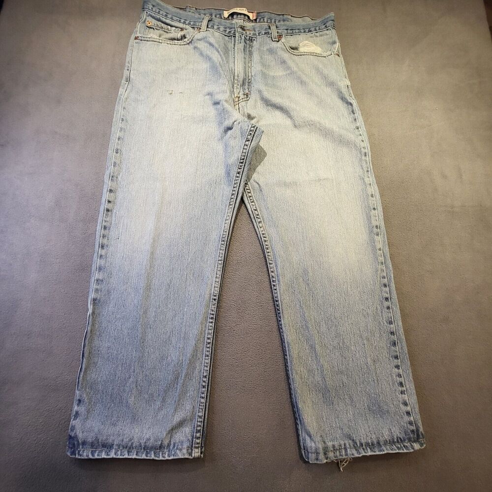 Levi's 505 Regular Fit Mens 36x25 Straight Leg Distressed Denim Jeans Altered